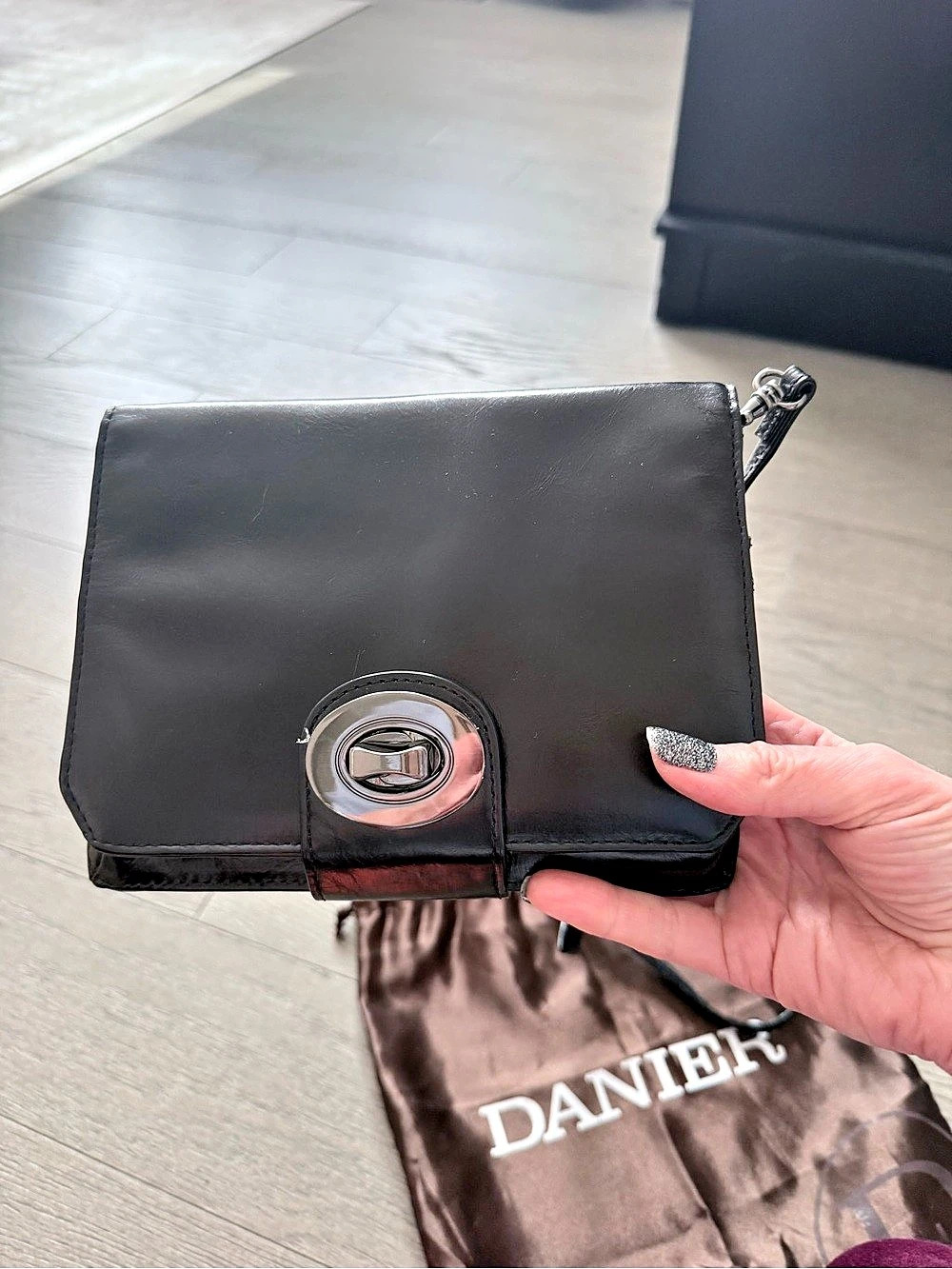 Danier Black Leather Crossbody Bag